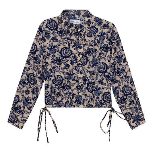 Cropped Printed Chiffon Blouse