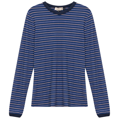 Ribbed Stripped V Neck Tee