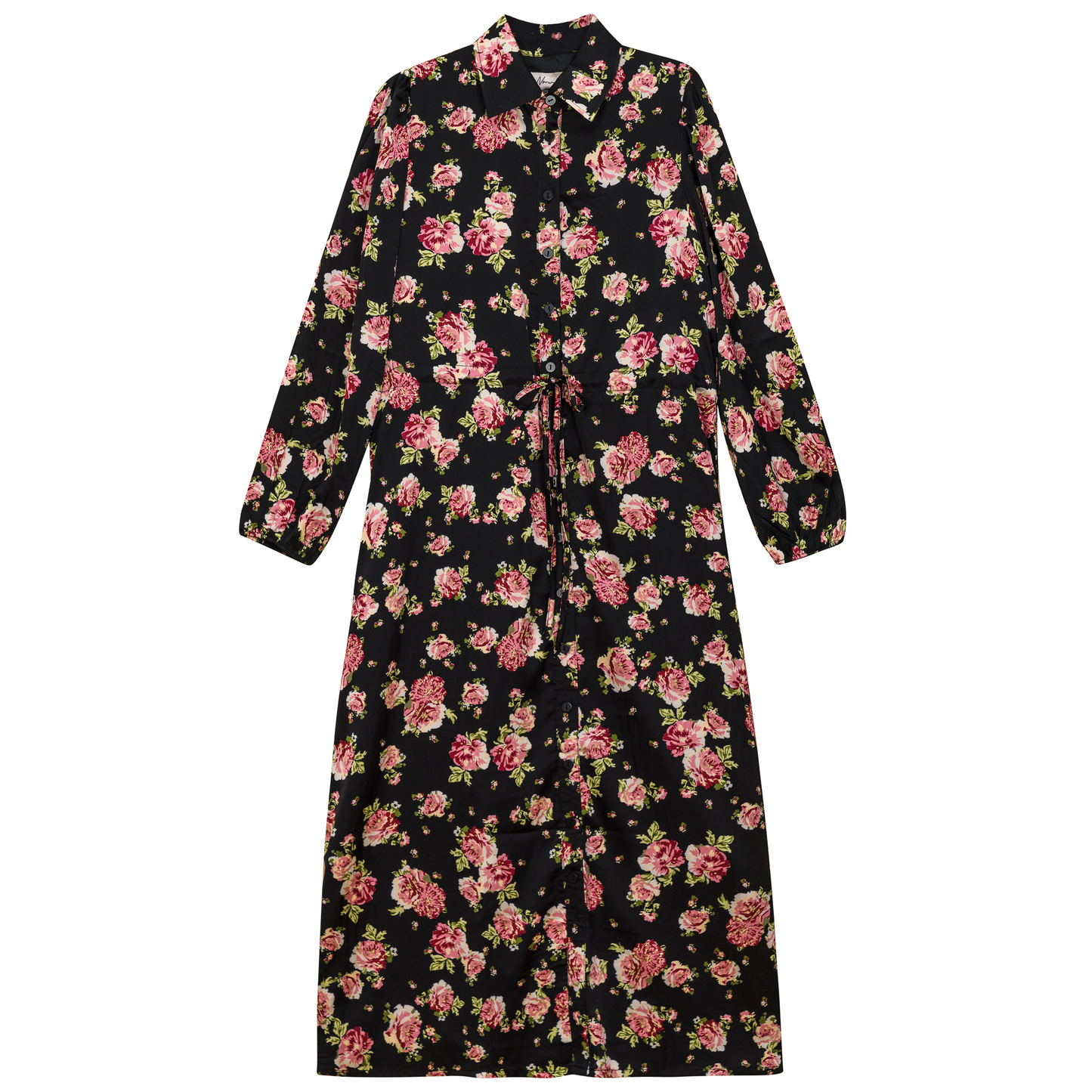 Printed Satin Belted Shirt Dress