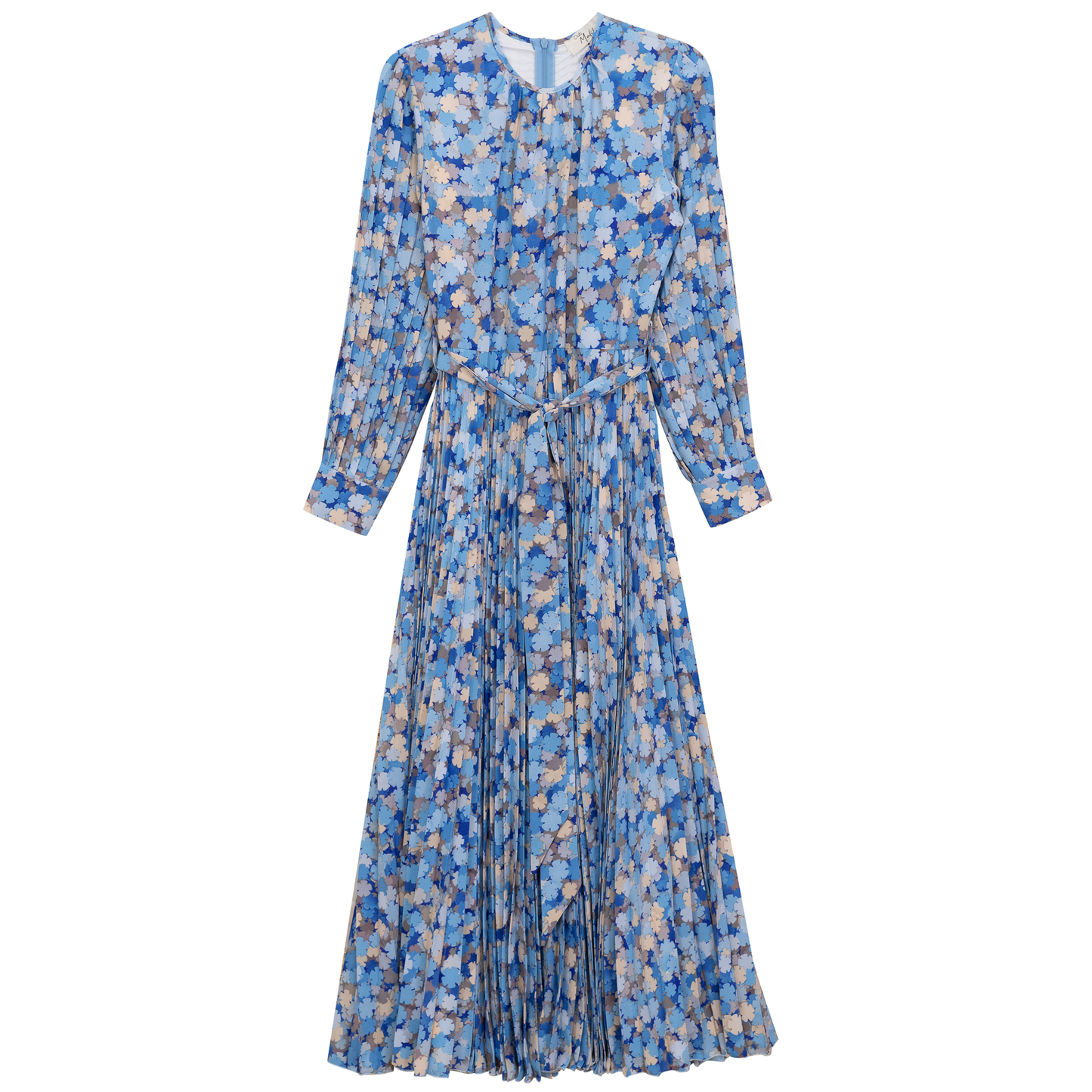 Satin Mosaic Pleated Midi Dress