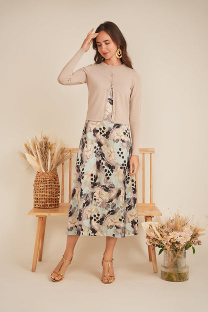 Printed Satin A Line Jumper