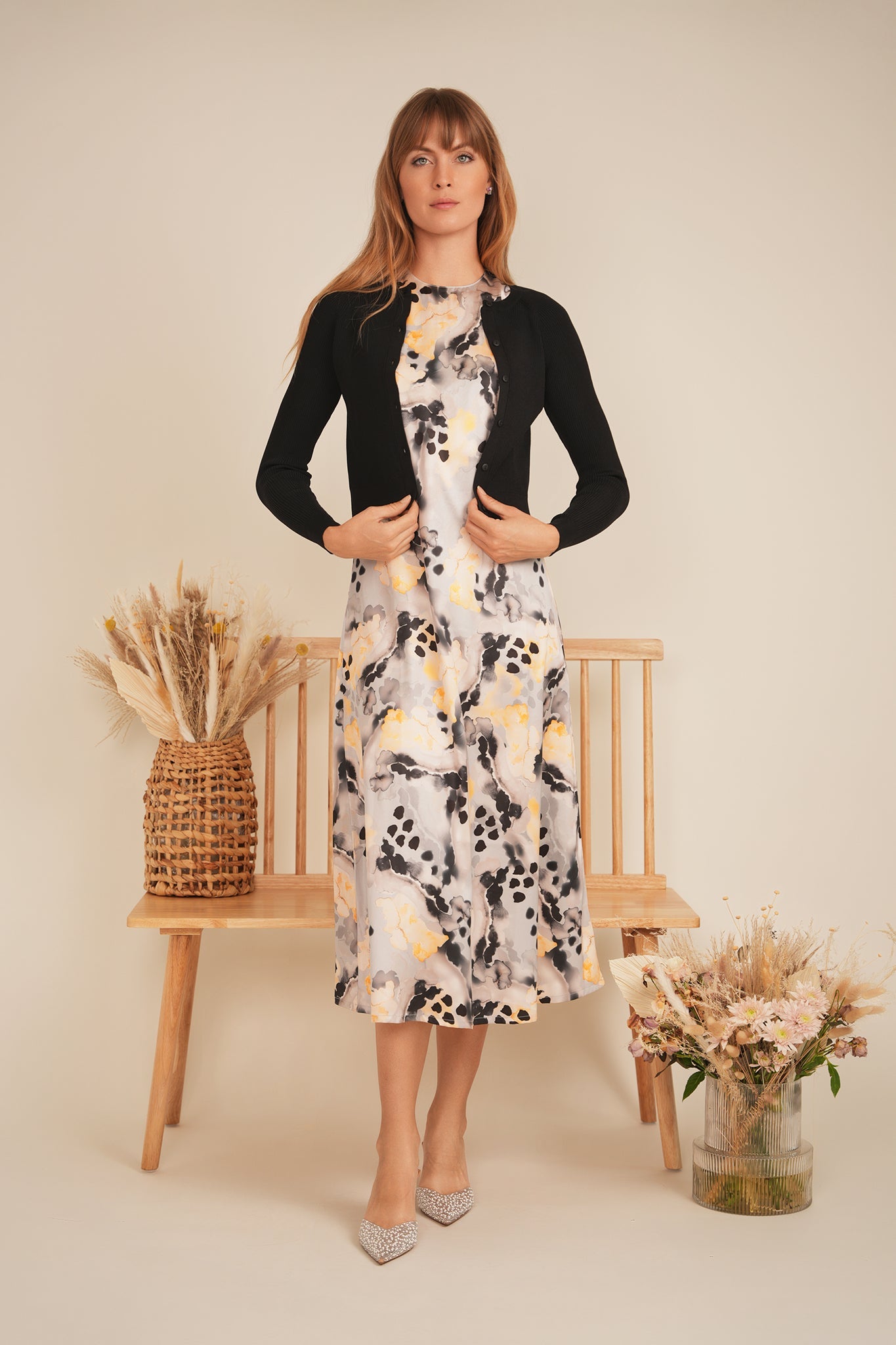 Printed Satin A Line Jumper