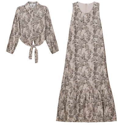 Printed Linen Midi Jumper Shirt Set