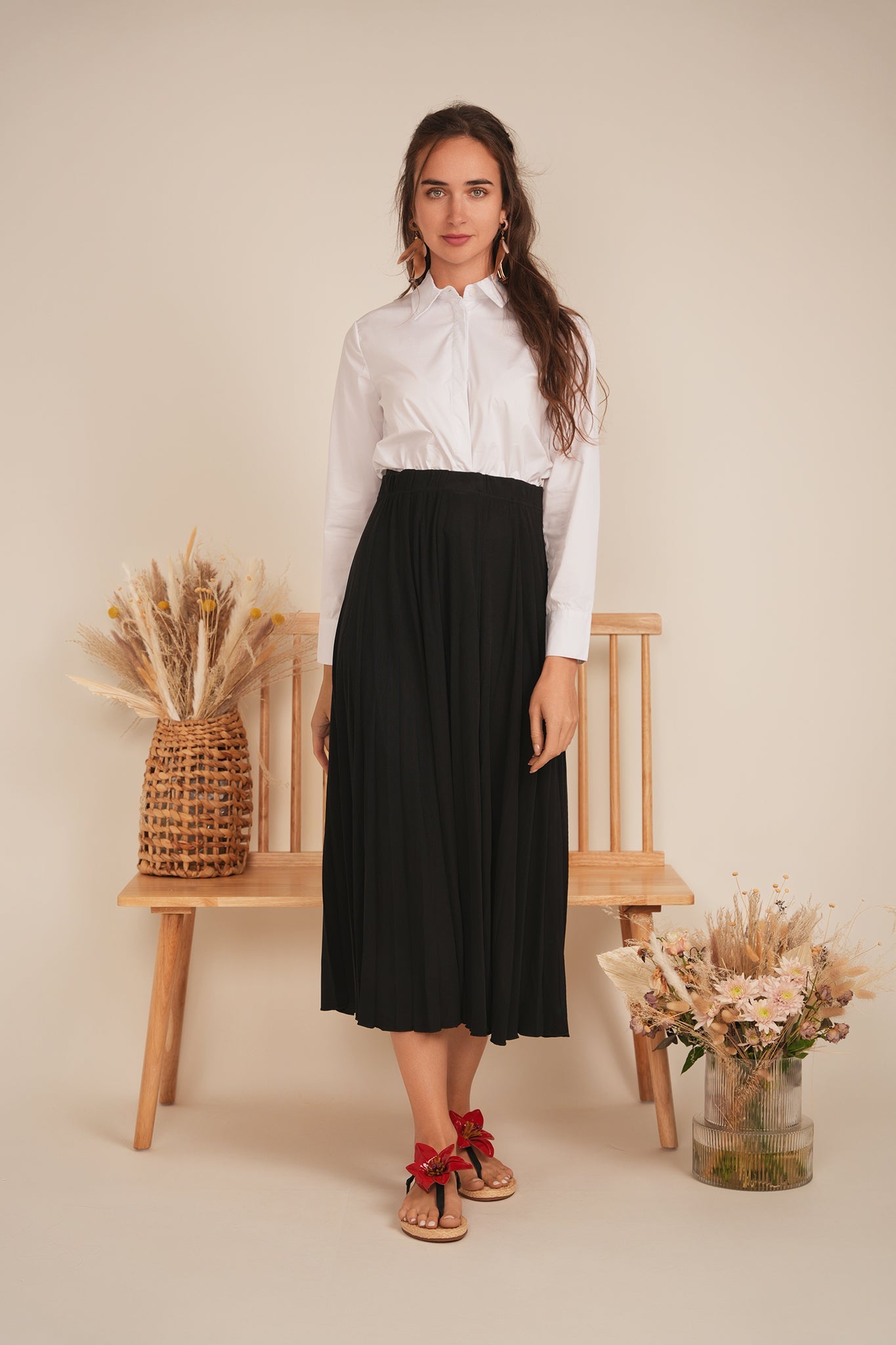 Cropped Cotton Belt Blouse