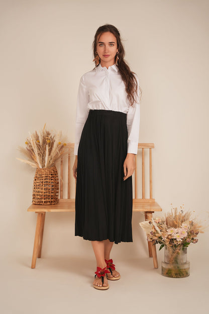 Cropped Cotton Belt Blouse