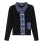 Double Breasted Knit Combo Sweater