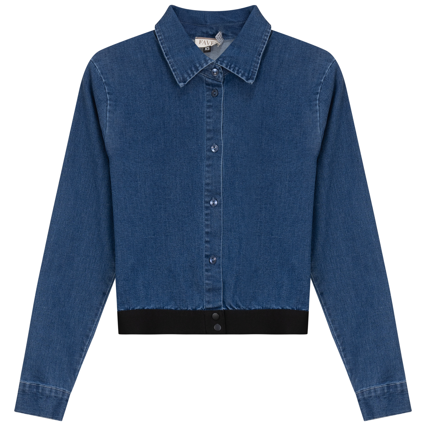 Cropped Denim Elastic Shirt