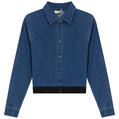 Cropped Denim Elastic Shirt