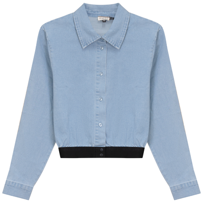 Cropped Denim Elastic Shirt