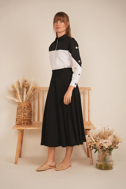 Dolman 2 Tone Button Shirt