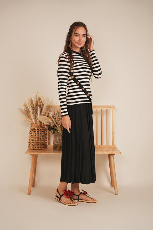 Striped Asymetric Cut Top