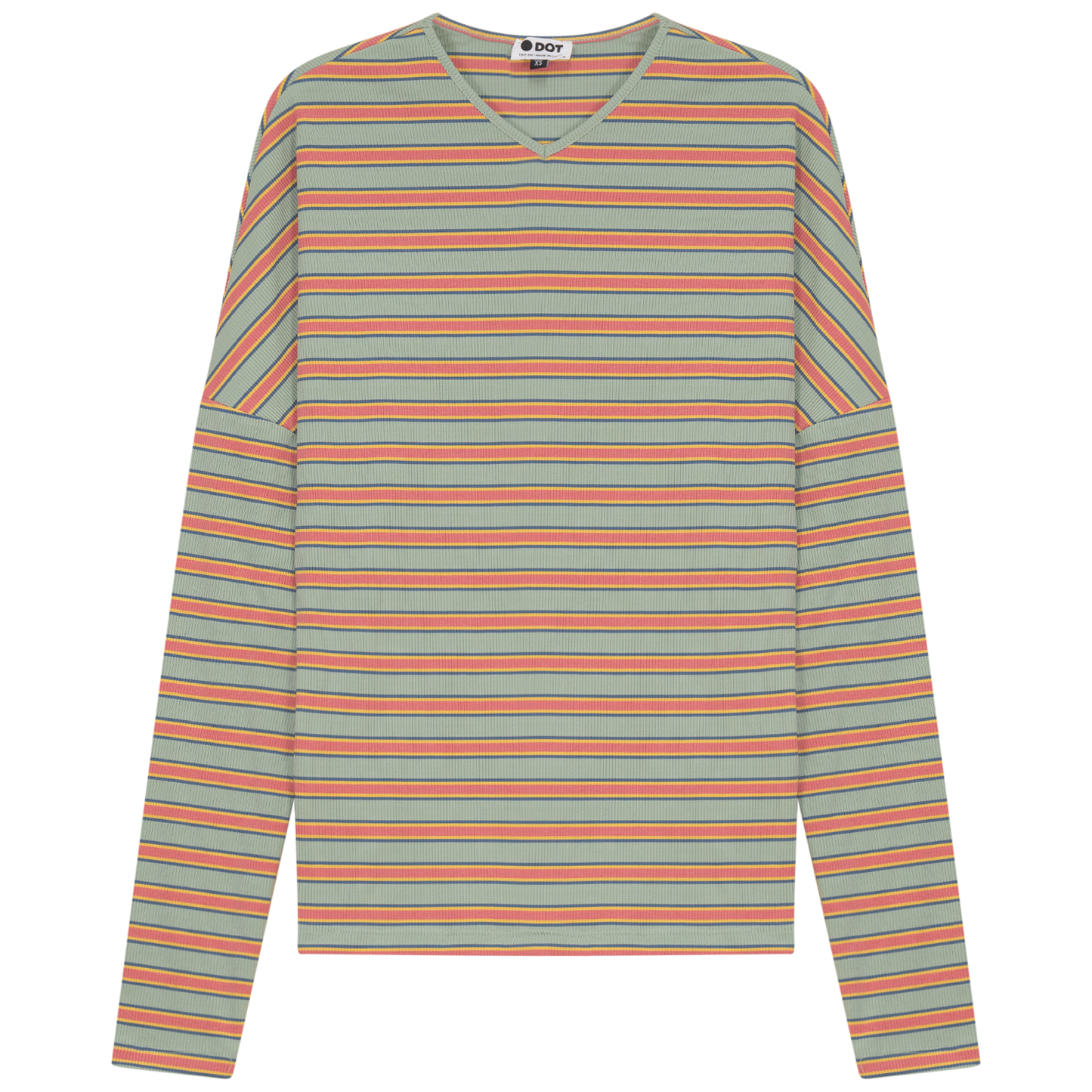 V Neck Dolman Striped Tee