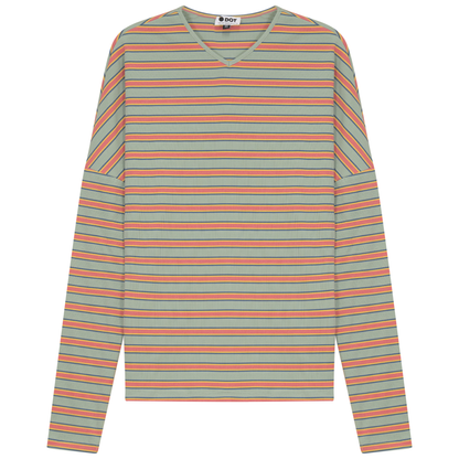 V Neck Dolman Striped Tee