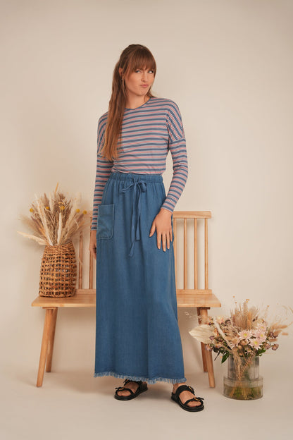 V Neck Dolman Striped Tee