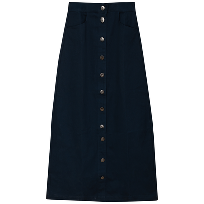 Cotton Maxi Button Skirt
