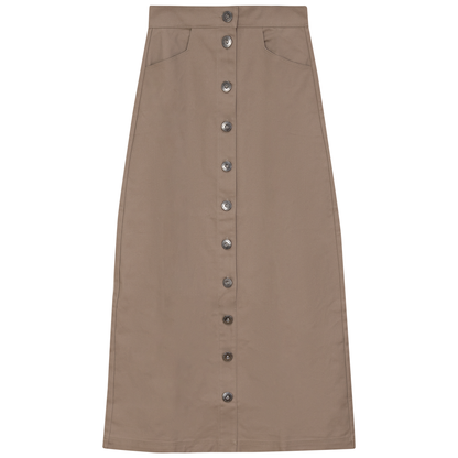 Cotton Maxi Button Skirt