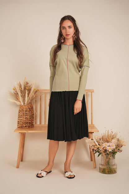 Contrast Top Stitch Top