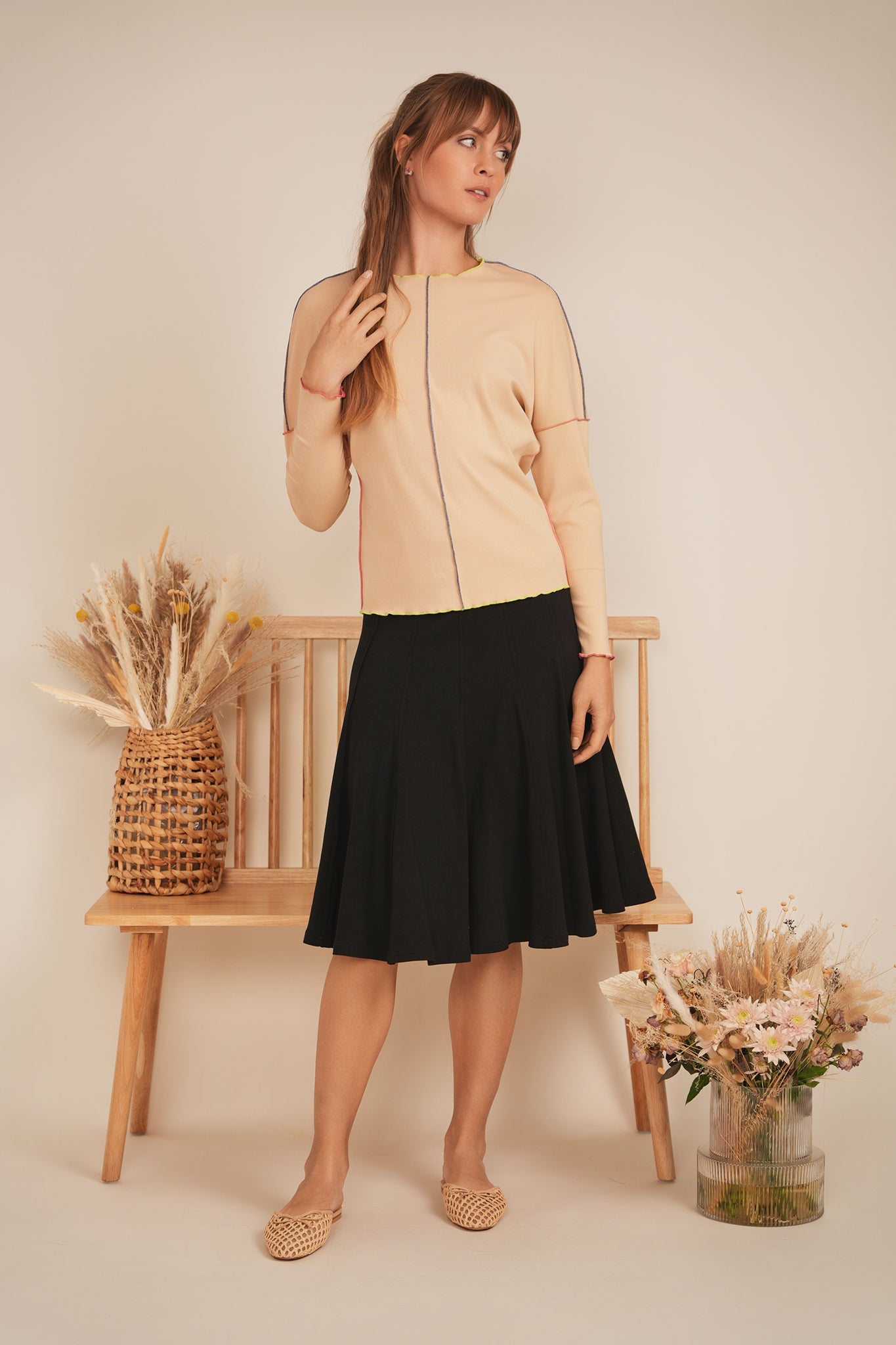 Contrast Top Stitch Top