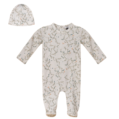 Leaves and Bird Print Onesie Set