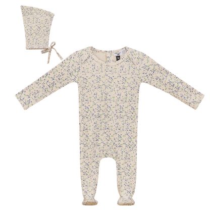 Flower Leaves Print Onesie and Bonnet