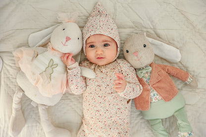 Flower Leaves Print Onesie and Bonnet