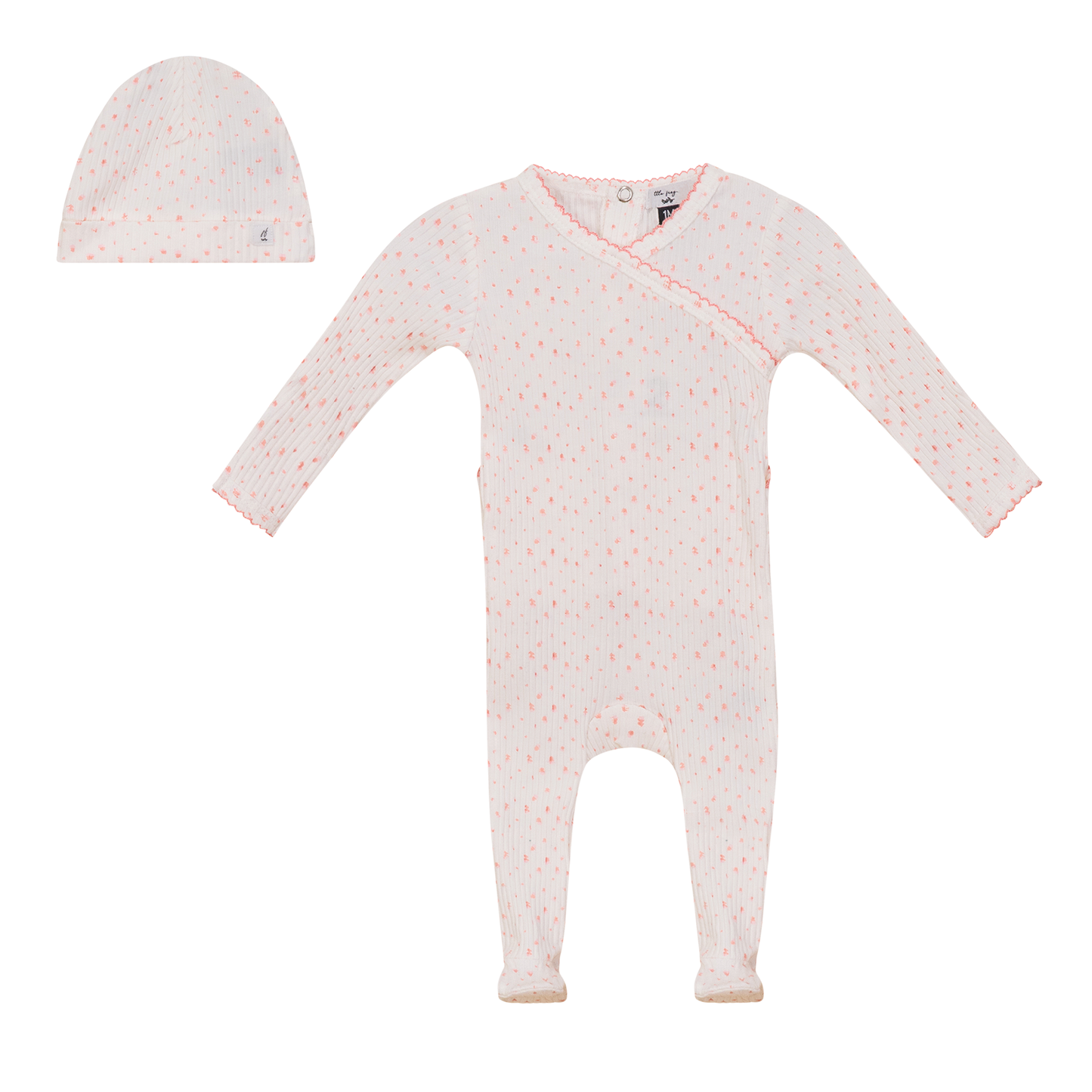 Flower and Dot Print Onesie Set