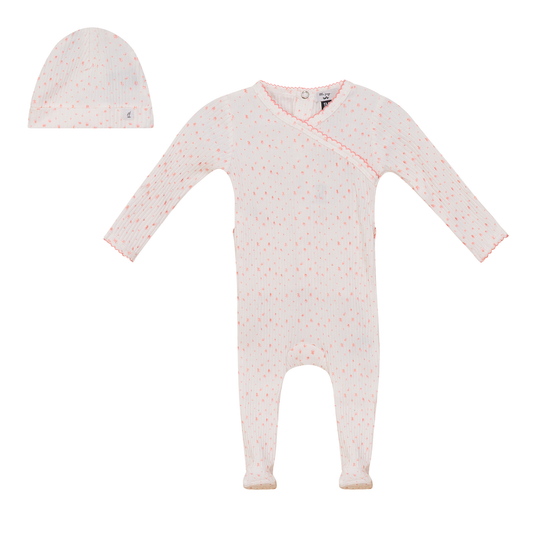 Flower and Dot Print Onesie Set