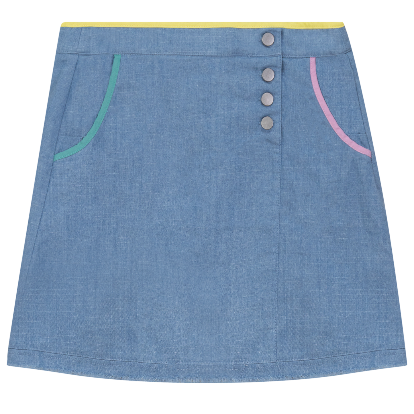 Woven Denim A-Line Skirt