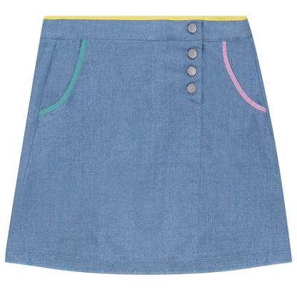 Woven Denim A-Line Skirt