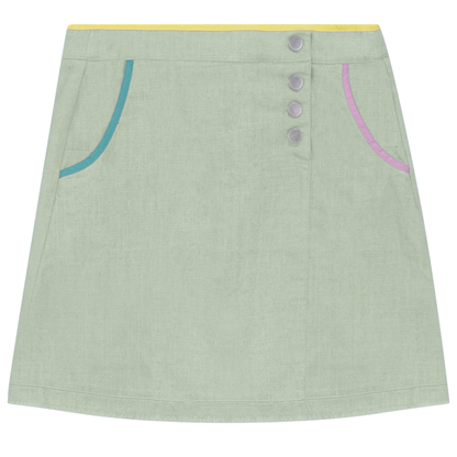 Woven Denim A-Line Skirt