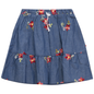 Woven Denim Flower Embroidered Skirt