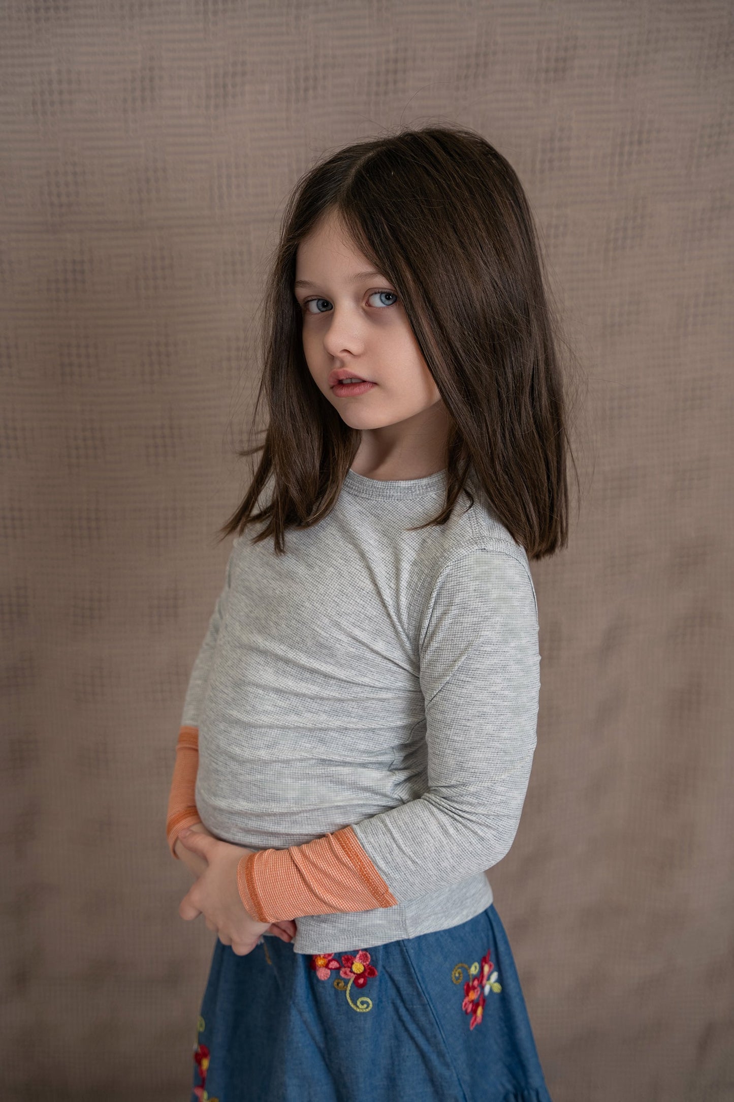 Woven Denim Flower Embroidered Skirt