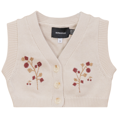 Flower Embroidered Knit Vest