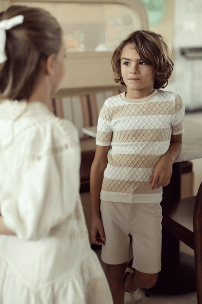 Honeycomb Stripe Knit Top