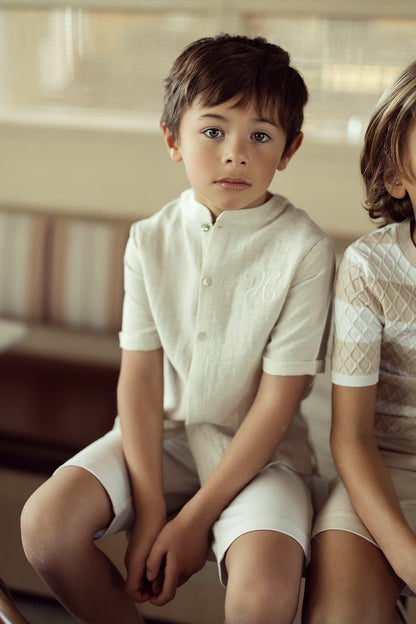 Woven Crinkle Stripe Shirt