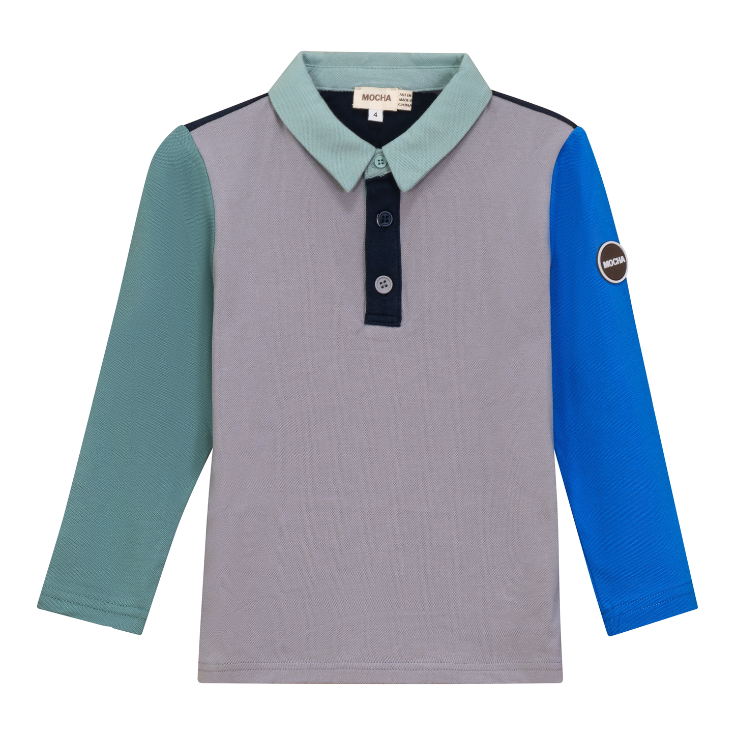 Woven Long Sleeve Contrast Polo