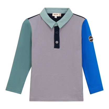 Woven Long Sleeve Contrast Polo