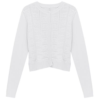 Pointelle Knit Crop Cardigan