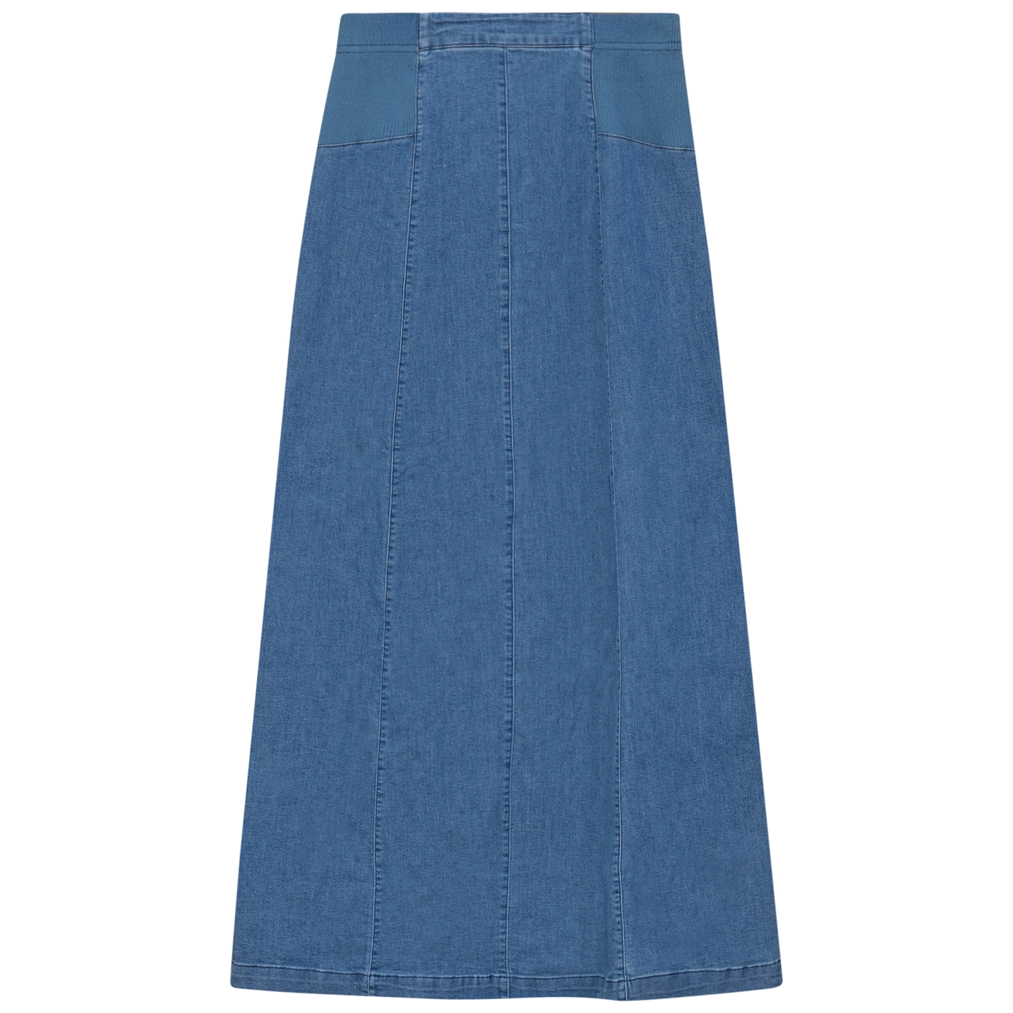 Stretch Denim Paneled Skirt
