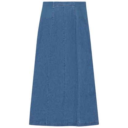 Stretch Denim Paneled Skirt