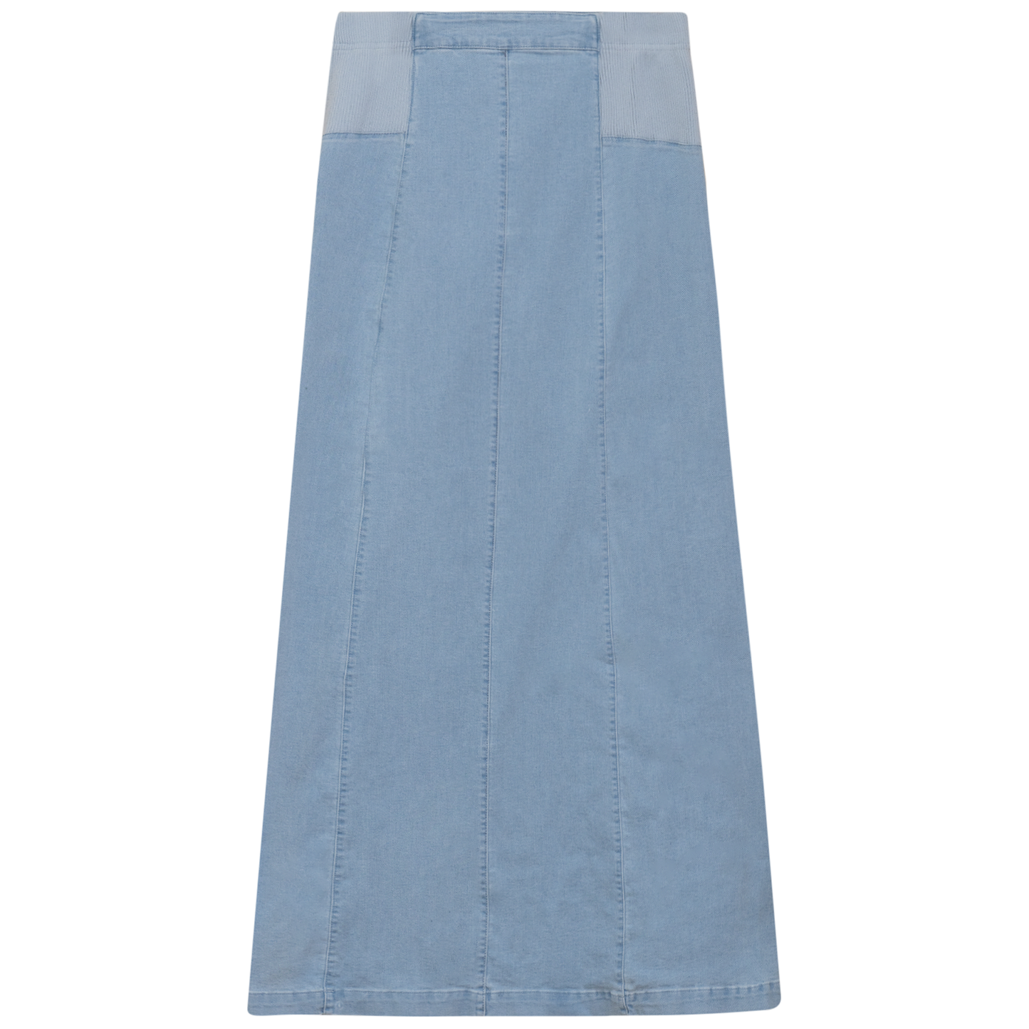 Stretch Denim Paneled Skirt