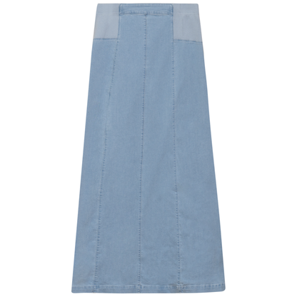 Stretch Denim Paneled Skirt