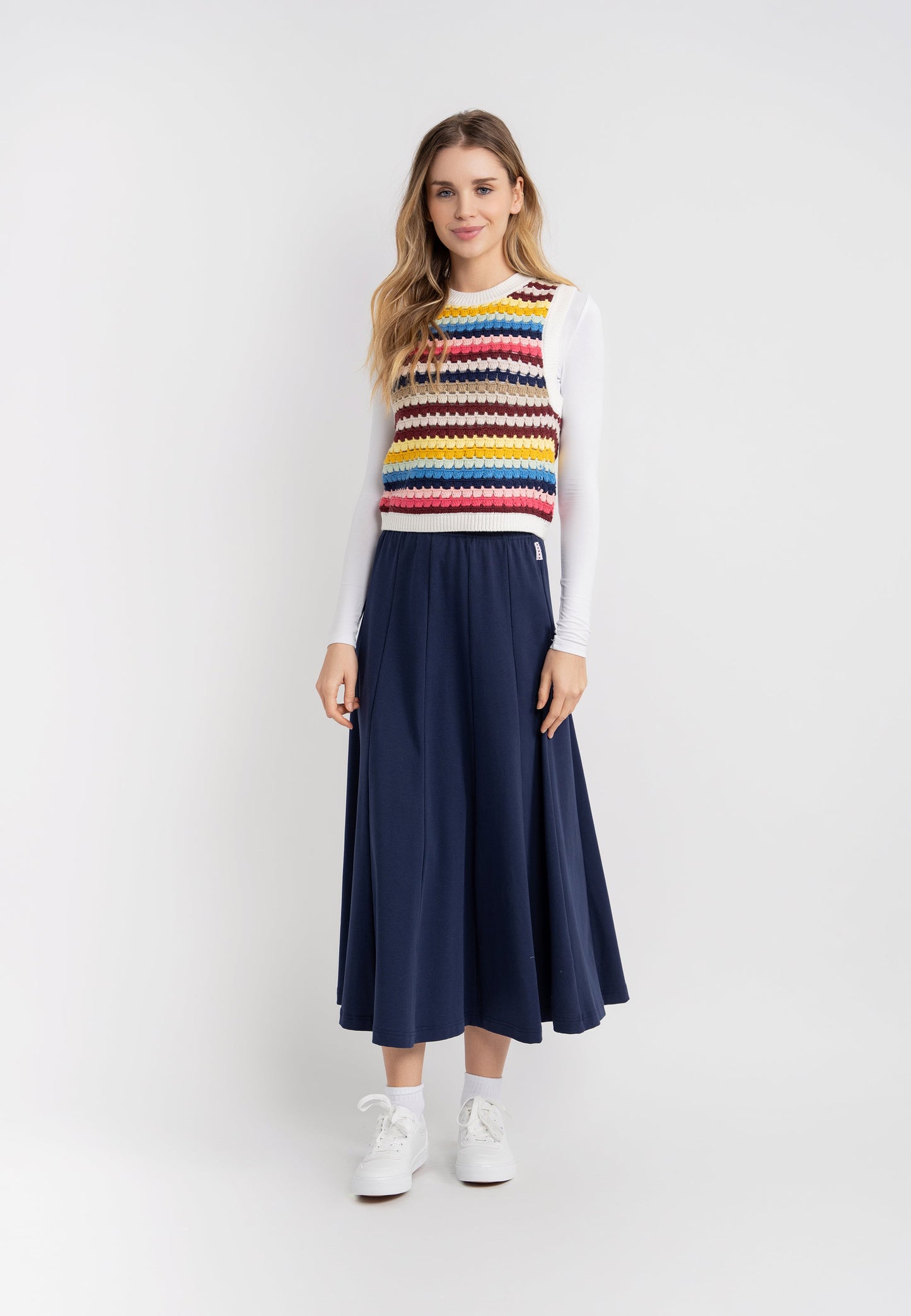 Ribbed Midi Panel Skirt