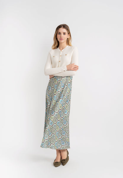 Woven Printed Midi Skirt