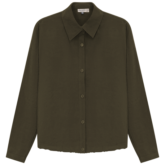 Maternity Cropped Copper Tencel Blouse