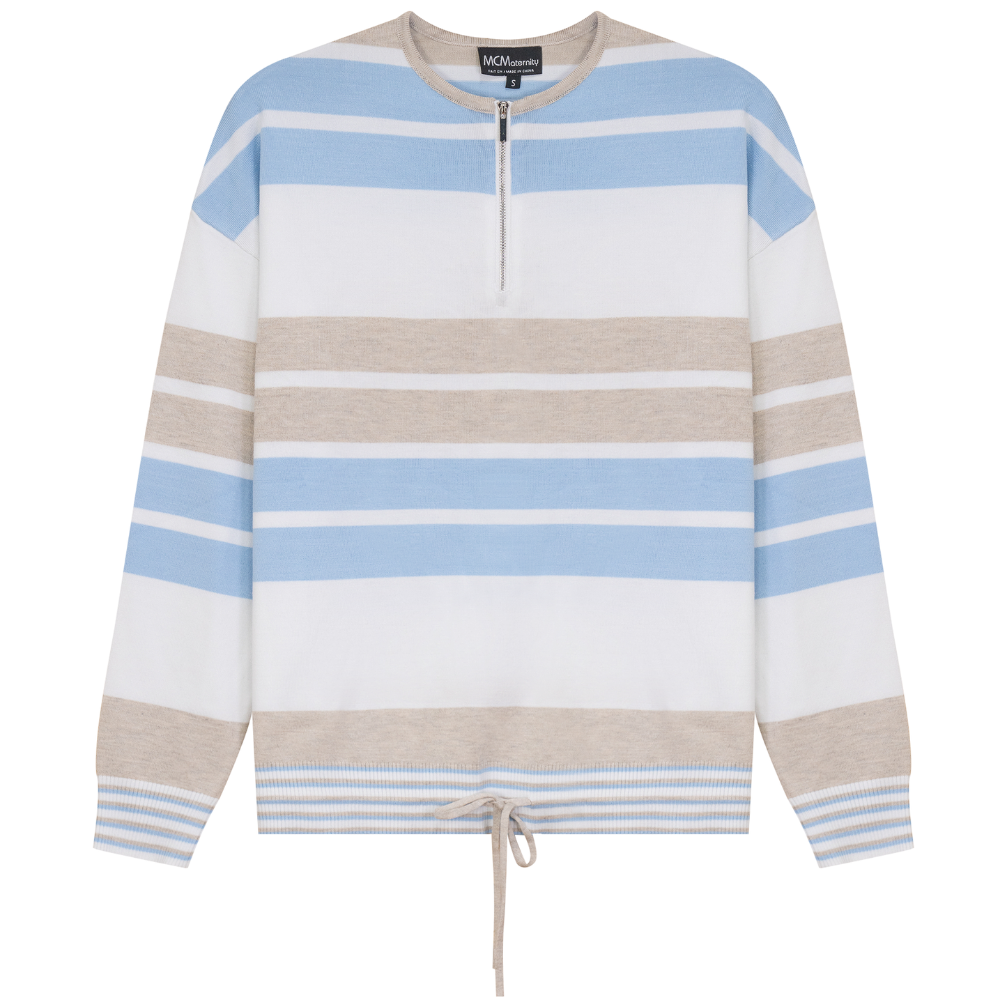 Maternity Henley Stripped Knit Bungee Sweater