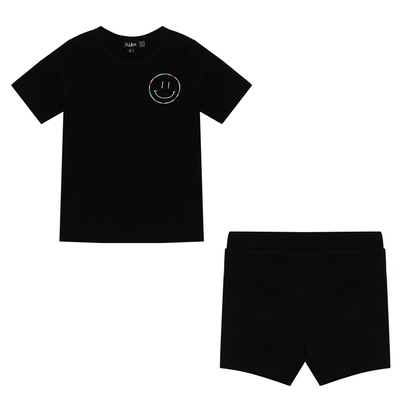 Smiley Embroidered Shorts Set