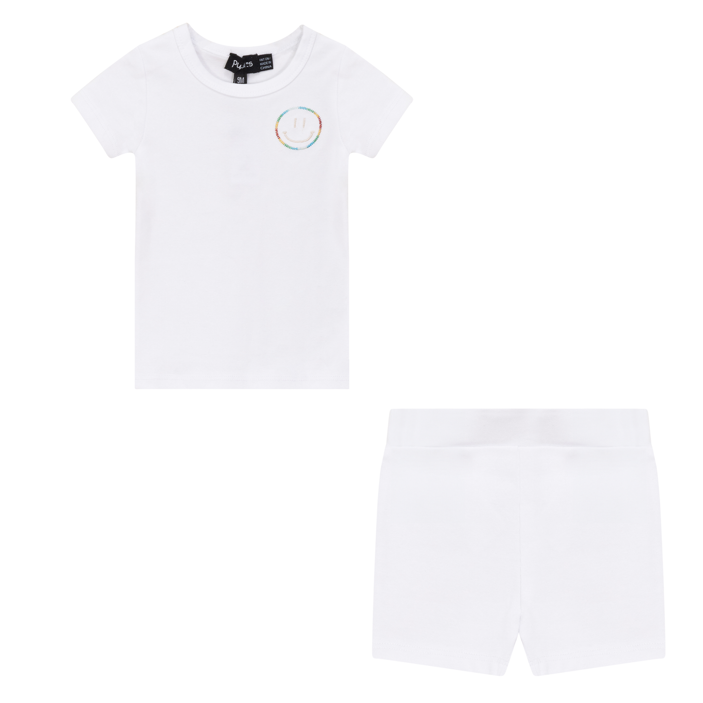 Smiley Embroidered Shorts Set