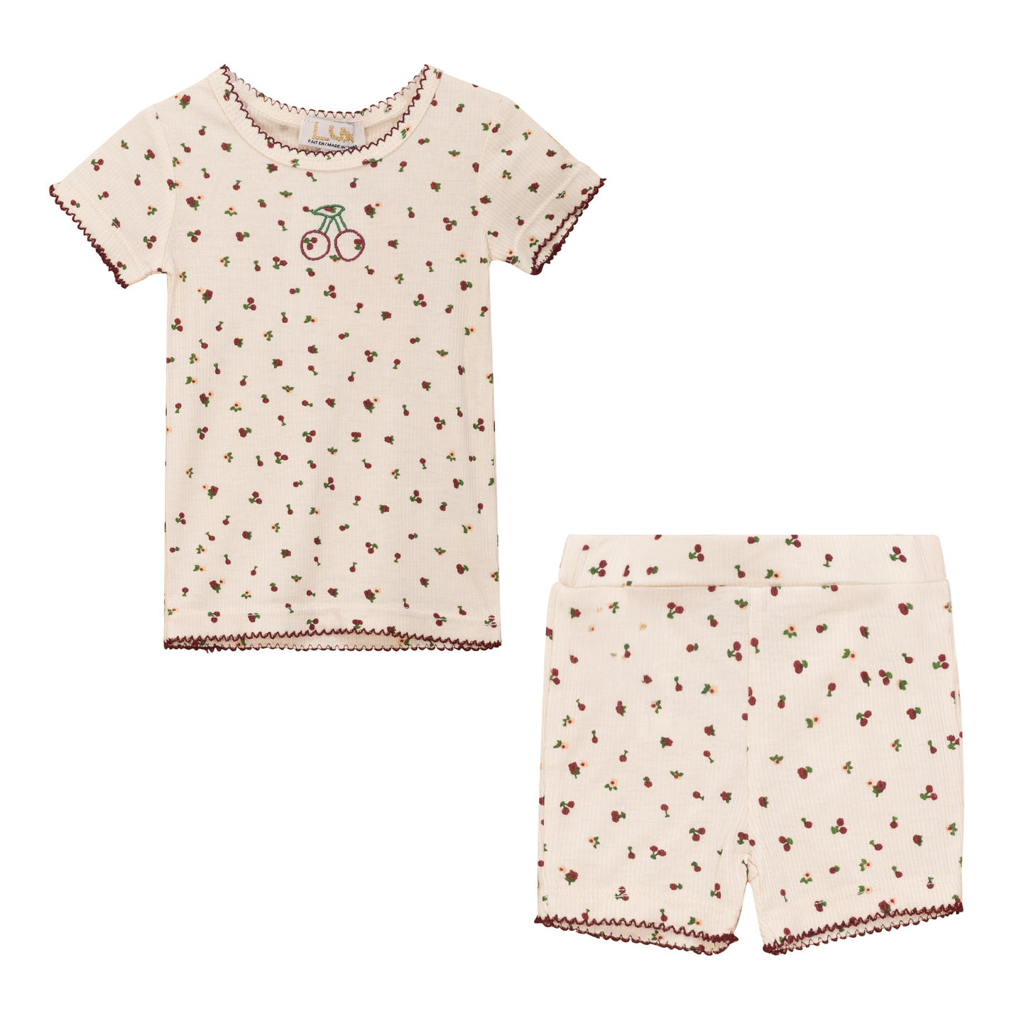 Cherry Print Shorts Set