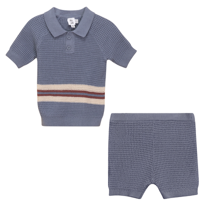 Waffle Knit Striped 2Pc Set